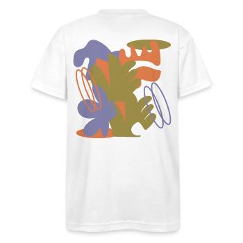 Collage botanique abstrait - T-shirt épais Bayside fabriqué aux É.-U. Unisexe - blanc - Dos - Anthony (185cm)