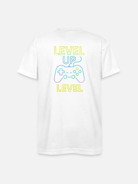 Neon Level Up Controller - Bayside Unisex Heavyweight USA Made T-Shirt - white