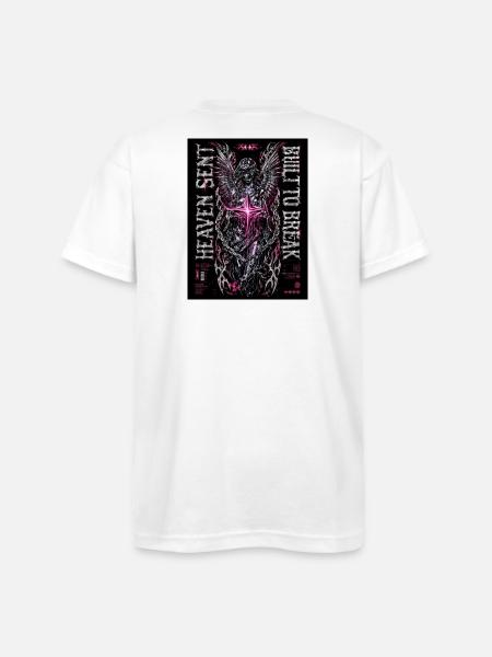 Heaven Bleed Neon Angel Wings - Bayside Unisex Heavyweight USA Made T-Shirt - white