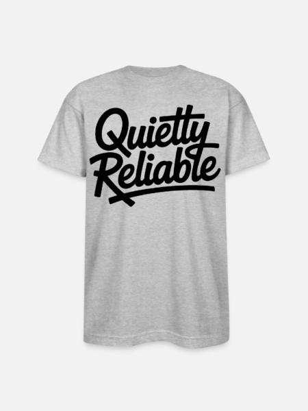 Quietly Reliable Script Logo - Bayside Unisex Heavyweight USA Made T-Shirt - heather gray
