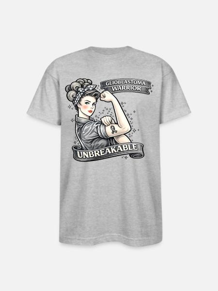 Glioblastoma Warrior: Unbreakable - Bayside Unisex Heavyweight USA Made T-Shirt - heather gray