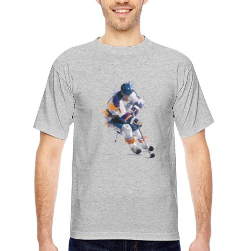 Hockey: Icy Streaks - Bayside Unisex Heavyweight USA Made T-Shirt