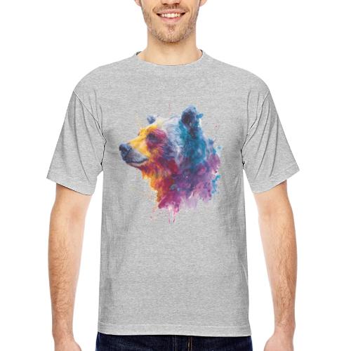 Watercolor Bear Portrait - Bayside Unisex Heavyweight USA Made T-Shirt