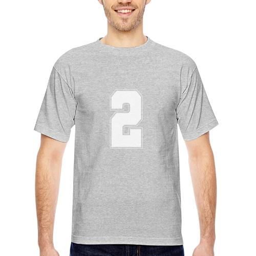 White Number 2 – Varsity Font - Bayside Unisex Heavyweight USA Made T-Shirt
