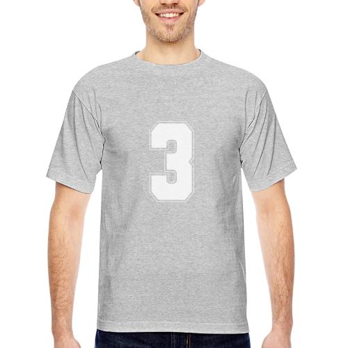 White Number 3 – Varsity Font - Bayside Unisex Heavyweight USA Made T-Shirt