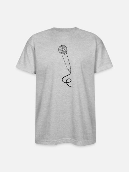 microphone - Bayside Unisex Heavyweight USA Made T-Shirt - heather gray