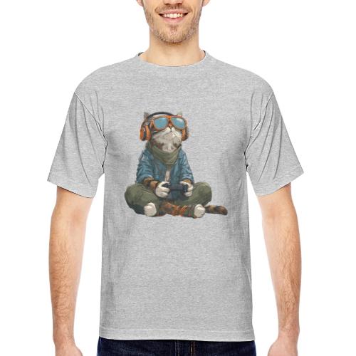 Cat: Purrfect Player - Bayside Unisex Heavyweight USA Made T-Shirt