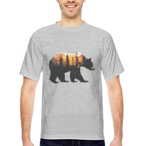 Bear: Sunset Guardian - Bayside Unisex Heavyweight USA Made T-Shirt