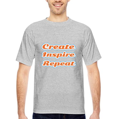 Create, Inspire, Repeat — Artist Life Script - Bayside Unisex Heavyweight USA Made T-Shirt