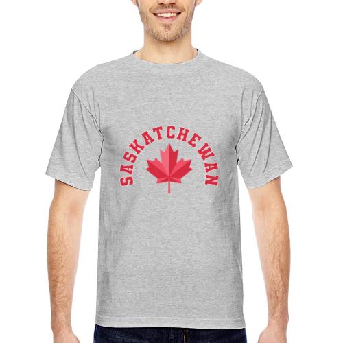 Saskatchewan with maple leaf - Bayside Unisex Heavyweight USA Made T-Shirt