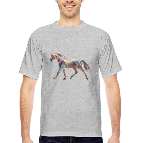 Colorful Abstract Horse Art Design - Bayside Unisex Heavyweight USA Made T-Shirt