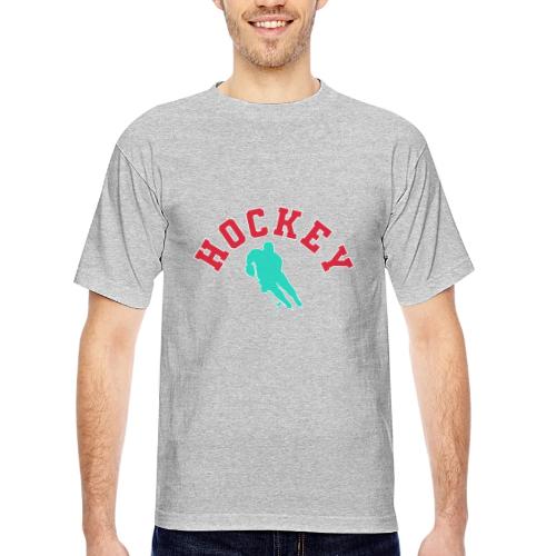 Hockey Player Silhouette - Bayside Unisex Heavyweight USA Made T-Shirt