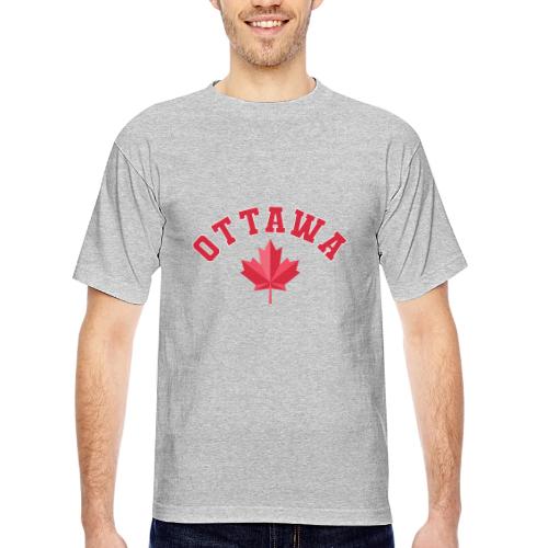 Ottawa with maple leaf - Bayside Unisex Heavyweight USA Made T-Shirt