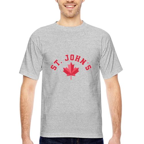 St. John's with maple leaf - Bayside Unisex Heavyweight USA Made T-Shirt
