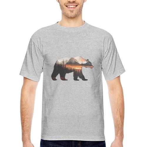 Canada Bear: fiery tones - Bayside Unisex Heavyweight USA Made T-Shirt