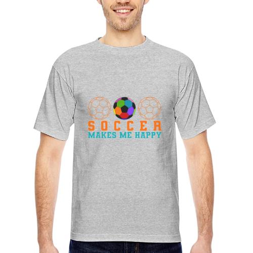 Soccer Makes Me Happy - Bayside Unisex Heavyweight USA Made T-Shirt