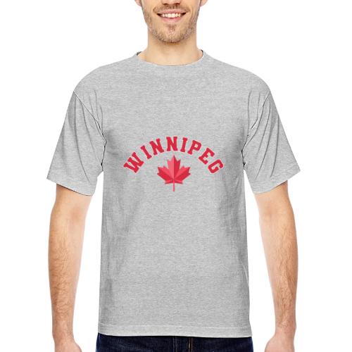 Winnipeg with maple leaf - Bayside Unisex Heavyweight USA Made T-Shirt