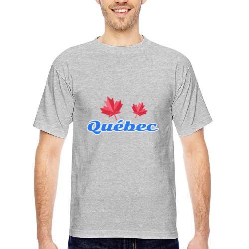 Québec with two red maple leaves - Bayside Unisex Heavyweight USA Made T-Shirt