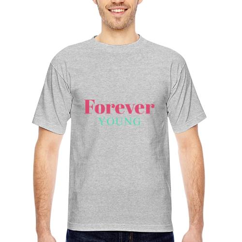 Forever Young Typography Design - Bayside Unisex Heavyweight USA Made T-Shirt
