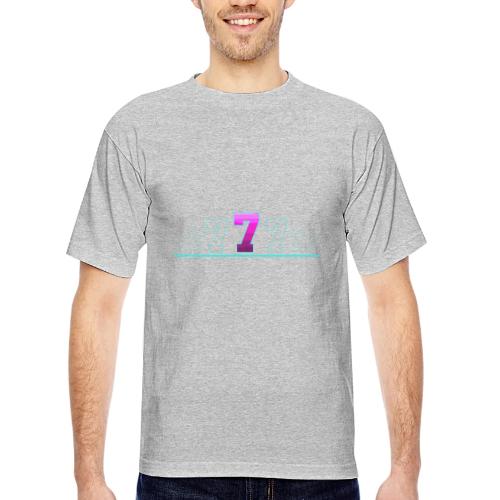 Number 7 in Magenta: Varsity Font - Bayside Unisex Heavyweight USA Made T-Shirt