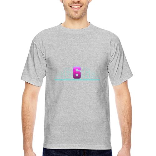Number 6 in Magenta: Varsity Font - Bayside Unisex Heavyweight USA Made T-Shirt