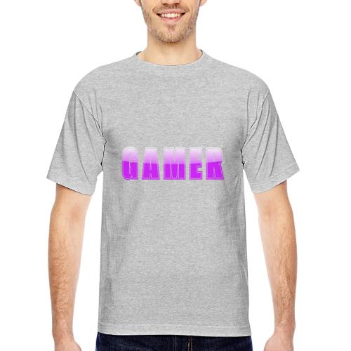 Gamer Purple Glossy Collegiate Design - Bayside Unisex Heavyweight USA Made T-Shirt