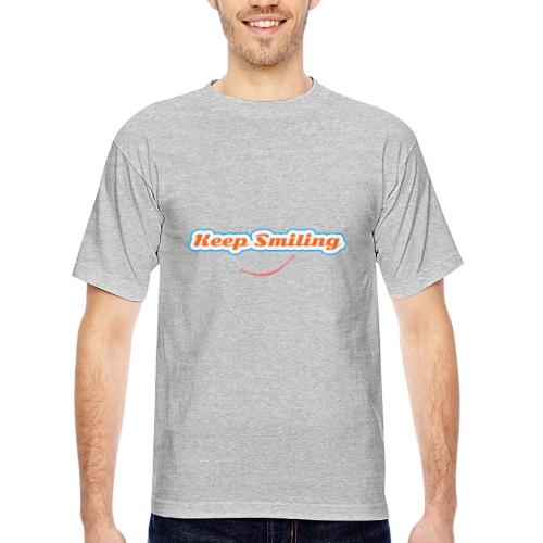 Keep Smiling Positive Vibes Graphic - Bayside Unisex Heavyweight USA Made T-Shirt