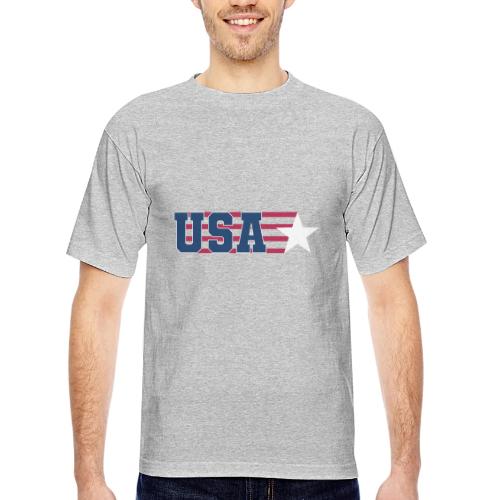 Star Stripe USA - Bayside Unisex Heavyweight USA Made T-Shirt