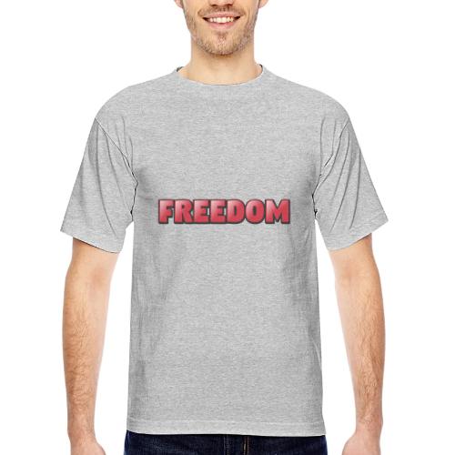 Freedom Bold 3D Word Art Design - Bayside Unisex Heavyweight USA Made T-Shirt