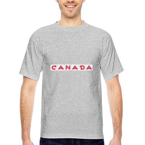 Canada, red letters on white background - Bayside Unisex Heavyweight USA Made T-Shirt