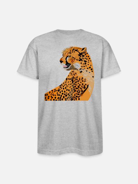 Cheetah - Bayside Unisex Heavyweight USA Made T-Shirt - heather gray