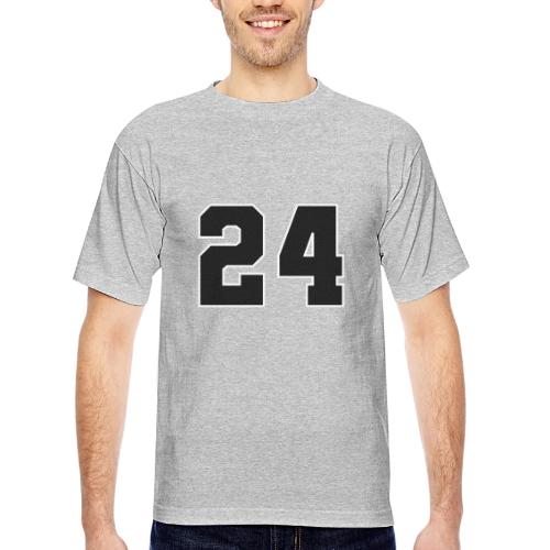 Varsity Number 24 College Font - Bayside Unisex Heavyweight USA Made T-Shirt