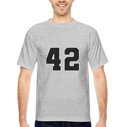 Varsity Number 42 Sports Style - Bayside Unisex Heavyweight USA Made T-Shirt