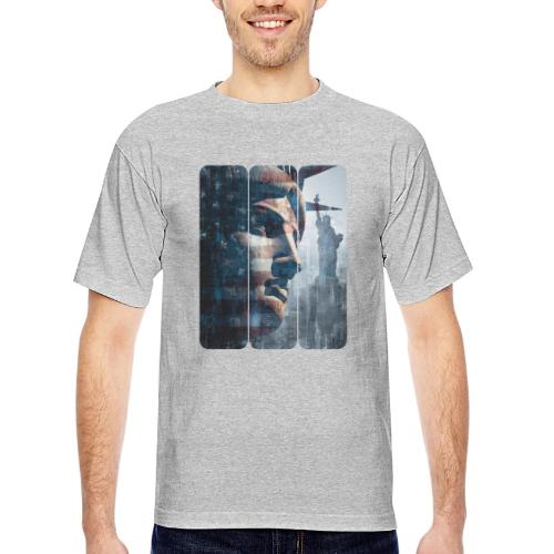 USA: Liberty in Three Visions - Bayside Unisex Heavyweight USA Made T-Shirt