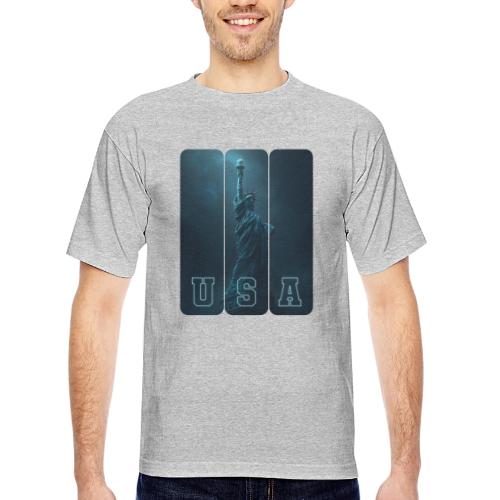 Neon Liberty USA Triptych - Bayside Unisex Heavyweight USA Made T-Shirt
