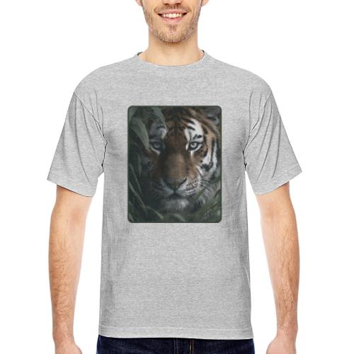 Tiger Jungle Eyes Wildlife Design - Bayside Unisex Heavyweight USA Made T-Shirt