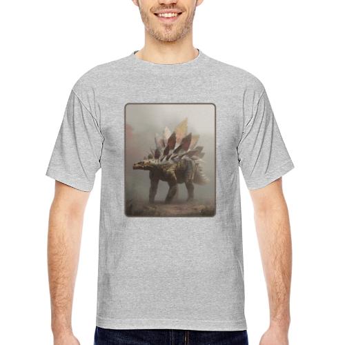 Stegosaurus Misty Forest Design - Bayside Unisex Heavyweight USA Made T-Shirt