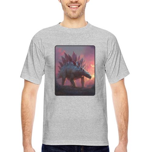 Stegosaurus Sunset Forest Design - Bayside Unisex Heavyweight USA Made T-Shirt