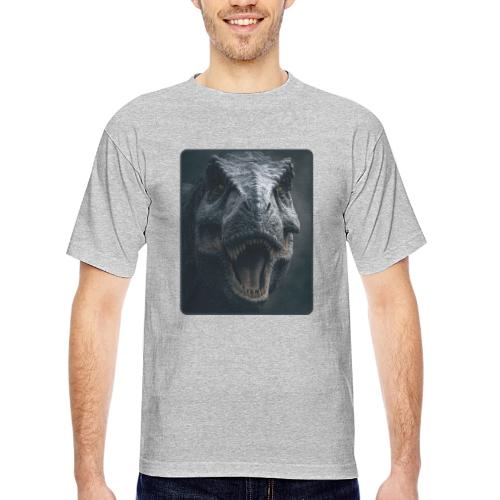 T Rex Cinematic Close-Up Design - Bayside Unisex Heavyweight USA Made T-Shirt