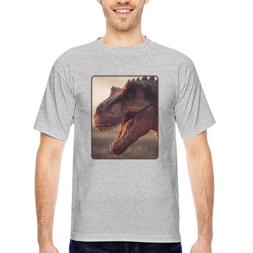 T Rex Roaring Close-Up Design - Bayside Unisex Heavyweight USA Made T-Shirt