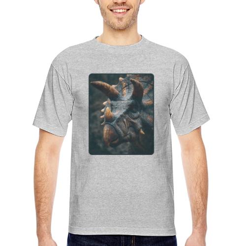 Triceratops Detailed Portrait Design - Bayside Unisex Heavyweight USA Made T-Shirt