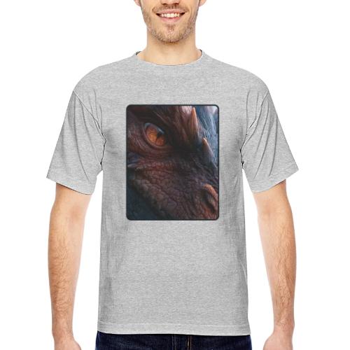 Fierce Ancient Dragon Portrait Design - Bayside Unisex Heavyweight USA Made T-Shirt