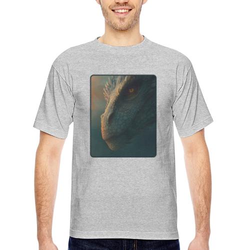Golden Eye Dragon Close-Up Design - Bayside Unisex Heavyweight USA Made T-Shirt