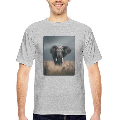 Majestic African Elephant Portrait Design - Bayside Unisex Heavyweight USA Made T-Shirt