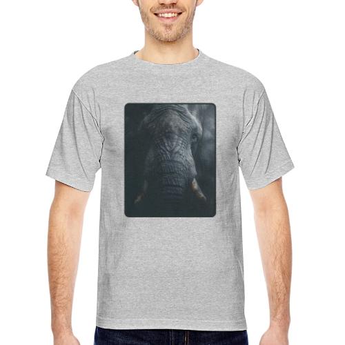Shadow Elephant Intense Eyes Design - Bayside Unisex Heavyweight USA Made T-Shirt