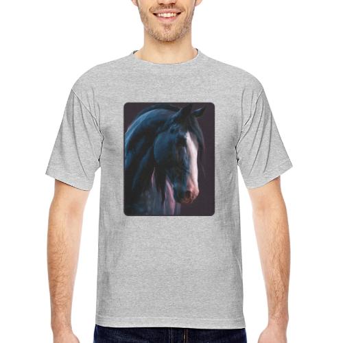 Noble Horse Cinematic Portrait Design - Bayside Unisex Heavyweight USA Made T-Shirt