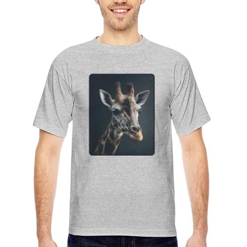 Majestic Giraffe Artistic Portrait Design - Bayside Unisex Heavyweight USA Made T-Shirt