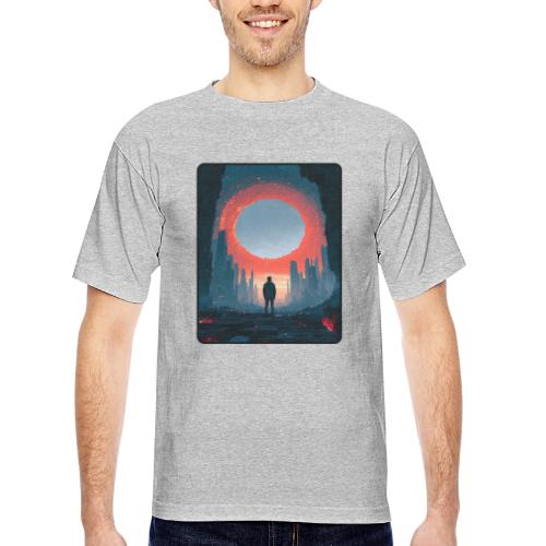 Cosmic Portal Future City Design - Bayside Unisex Heavyweight USA Made T-Shirt