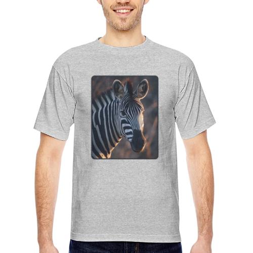 Majestic Zebra Sunset Portrait Design - Bayside Unisex Heavyweight USA Made T-Shirt