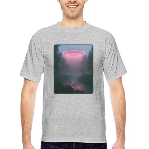 Neon UFO Forest River Design - Bayside Unisex Heavyweight USA Made T-Shirt